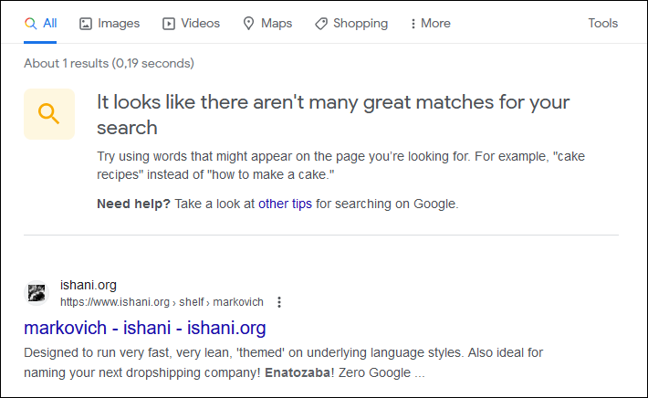 a week later - yep, there it is google search