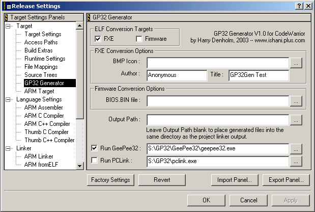 GP32 CodeWarrior